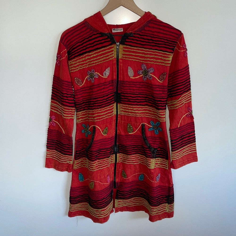 India‎ Boutique Zip Hoodie Boho Jacket Size Medium